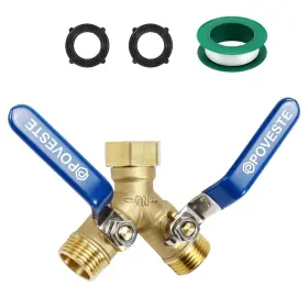 B0f2hswp8w Poveste Heavy Duty Brass Garden Hose Splitter 2-way Full Flow Y Valve 3/4 Inch Ght Thread Wa