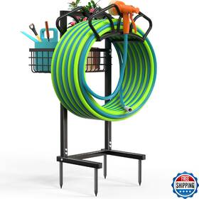 Qatsrin B0fh12p62x Upgraded Garden Hose Holder With Large Basket Heavy Duty Water Hol