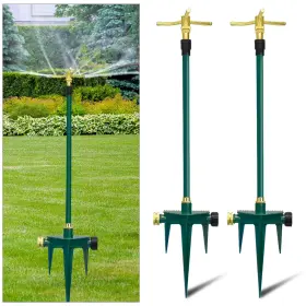 2024new-3bsprinkler-40in-2p Qualory 3-arm 360 Rotating Garden Sprinkler 2 Pack Telescoping With Spike