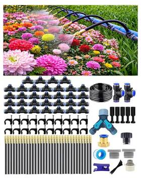 Qxzyjql 165ft 32nozzles Drip Irrigation System Automatic Garden Watering 360 Adjustable Mist Spr