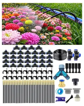 32nozzles Qxzyjql 165ft Drip Irrigation System Automatic Garden Watering 360 Adjustable Mist Spr
