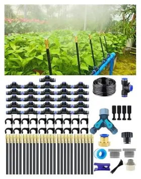 26nozzles Qxzyjql 716125789569 Drip Irrigation System 360 Adjustable Mist Sprayer Nozzle 100ft