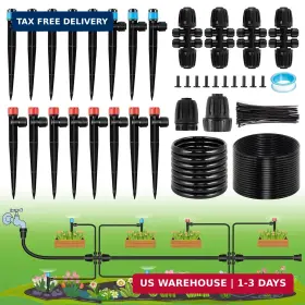 Dy08 Rafow 95.5ft Drip Irrigation System Kits - Automatic Garden Watering Sprinkler With 1/