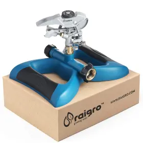 Rairo1066 Raigro Lawn Sprinkler With Metal Head - 360 Degree Pulsating Garden Water