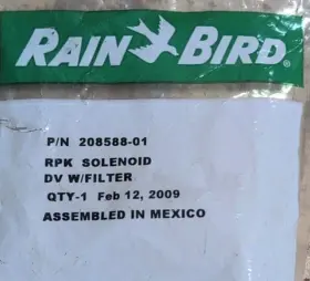 Rain Bird 763935461352 24v 208588-01 Solenoid Dv With Filter