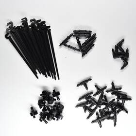 Rain Bird Em-m10 Lot Of 42 Pcs Drip Irrigation System Parts Emitters Connectors Stakes