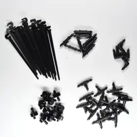 Em-m10 Rain Bird Lot Of 42 Pcs Drip Irrigation System Parts Emitters Connectors Stakes