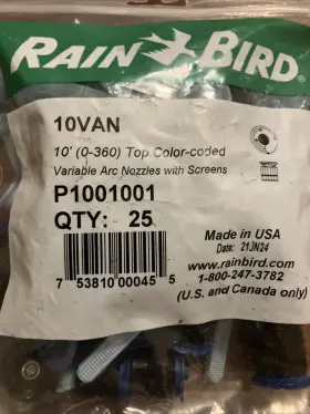 P1001001 Rain Bird Full Bag Of 25 Rainbird 10 Van Nozzles New Unopened