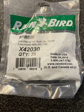 Rain Bird Spb025 X42030 Self-pierce 1/4 Barb Connector With Xm-tool - Bag Of 25