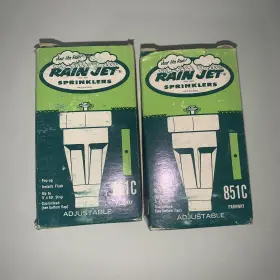 851c Rain Jet Lot Of 2 Vintage Adjustable Sprinkler Heads 5ft X 25ft Original Box