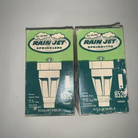 852c Rain Jet Lot Of 2 Vintage Adjustable Sprinkler Heads 5ft X 25ft Original Box