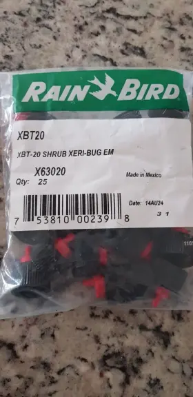 Xbt20 Rainbird Lot Of 25 - Pressure Compensating Emitters 1/2 Fpt Inlet 2.0 Gph Xbt20 Rainbird Lot Of 25 - Pressure Compensating Emitters 1/2 Fpt Inlet 2.0 Gph