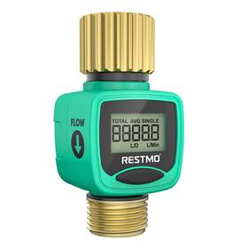 Restmo B0fqbyn9ny Water Flow Meter With Brass Inlet And Outlet Measure Gallon/liter Consumpt