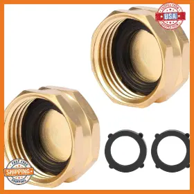 B0bzs4xppq Sanpaint 2-pack 3/4 Inch Female Brass Garden Hose End Caps With Washers Spigot Cap