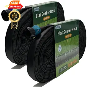 Tkb752 Secbulk 2025 Flat Soaker Hose 150 Ft For Garden 150ft 75ft 2 Black
