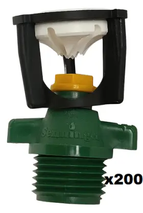 Wob06m200grn Senninger 200 Pieces New 1/2 Inch #6 Mini Wobbler Sprinkler Head Wob06m200grn Senninger 200 Pieces New 1/2 Inch #6 Mini Wobbler Sprinkler Head