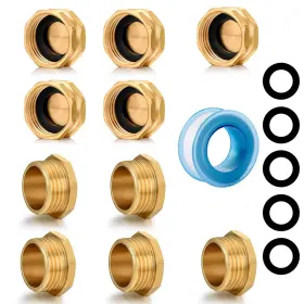 B0dpkd6fhq Siguranta Brass Garden Hose Cap 3/4 Inch Faucet Plugs Outdoor Covers 5-pack