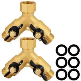 B0fnl8g1vj Siguranta Heavy-duty Brass 2-way High-flow Garden Hose Splitter Outdoor Faucet Y