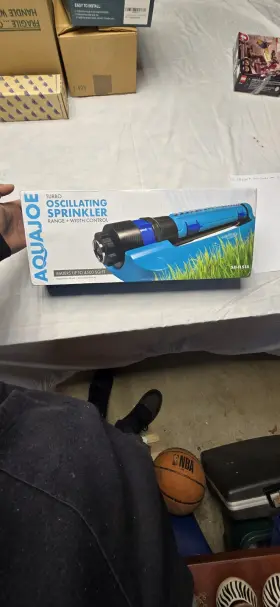 Snow Joe 313090376314 Indestructible Oscillating Sprinkler Aqua Metal Base Adjustable Spray