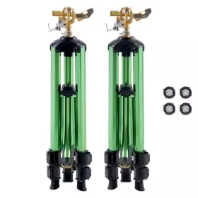 Svopes 744110148466 Impact Sprinkler With Tripod Base Set Of 2 Brass Head And 3/4 Inch Nh Connector