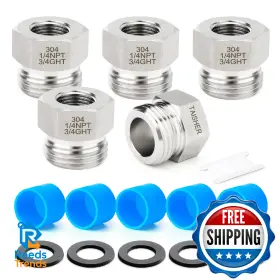 B0fpf6r6gy Taisher 5pcs 304 Stainless Steel Garden Hose Adapter Hex Bushing 3/4 Inch Ght Male