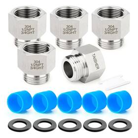 Taisher B0fpf6wj29 5pcs 304 Stainless Steel Garden Hose Adapter 3/4 Inch Ght Male X 1/2 Npt F