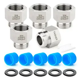 B0fpf6wj29 Taisher 5pcs 304 Stainless Steel Garden Hose Adapter 3/4 Inch Ght Male X 1/2 Npt F