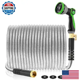 B0d5r644x5 Tckoasis Metal Garden Hose 150ft Stainless Steel Heavy Duty With 10-way Nozzle Kink-free B0d5r644x5 Tckoasis Metal Garden Hose 150ft Stainless Steel Heavy Duty With 10-way Nozzle Kink-free