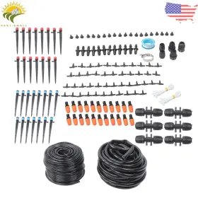 Esl1766475 Thomletha 265 Ft Drip Irrigation System Adjustable Kit With Tubing 1/2 Inch And 1/4