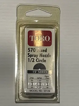 53129 Toro 53130 Ten Pack -toro 570 Fixed Spray Nozzle Half Circle Model #53129 15ft Series - New