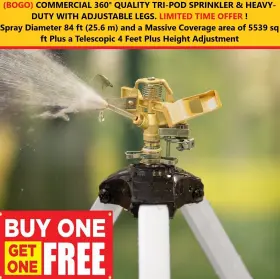 Skusjjssqzxpjcjb00ufv0 Tripod Sprinkler 360 Spray Heavy Duty Sprinklers For Lawn Garden Commercial Quality Tri-pod And Heavy-duty Adj Brass Impact