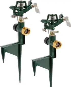 Tuopu Tool 445051269281 Impact Sprinkler Head On Metal Step Spike 2 Pcs Heavy Duty Zinc Alloy