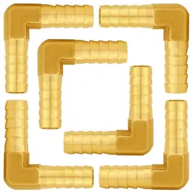 0zm-ids-01950 Uenede 6pcs Solid Brass 3/8 Inch Od Barb Elbow Fittings 2-way 90 Degree L Right Angle Bar