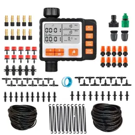 Unique 705353440779 Drip Irrigation System Kit With Timer Metal Mist Plastic Nozzle Red