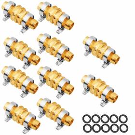 Unwaver B0f3234grr Solid Brass Garden Hose Repair With Clamps 3/4 Inch 5/8 Connector 10 Set