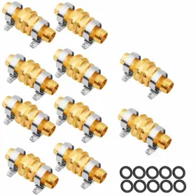 B0f3234grr Unwaver Solid Brass Garden Hose Repair With Clamps 3/4 Inch 5/8 Connector 10 Set
