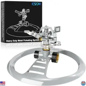 Bs-01 Visit The Esow Store Heavy-duty Metal Base Pulsating Sprinkler - 360 Rotating Adjustable Spray