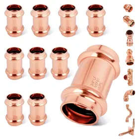 5-10-12-press Wdaisy 10 Pack 3/4 Inch Copper Press Coupling With Stop Propress Fitting