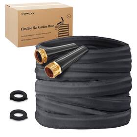 Wdpqyy B0fgn9yrhs Lightweight Flat Garden Hose 50ft 800d Woven Water With 3/4 Inch Aluminum-copp