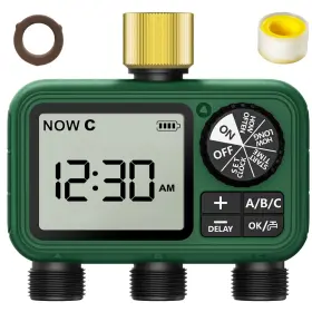 B0dt1cvzph Xinfuture 3 Outlet Brass Sprinkler Timer Programmable Garden Hose With Rain Delay