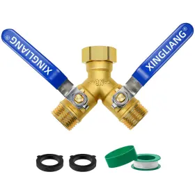 B0fdwqkdpg Xingliang Garden Hose Splitter 2-way Brass 3/4 Inch Ght Long Handle Heavy Duty Outdoor Y Tap