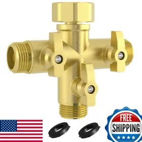 B0ct29xmk3 Yanwoo Heavy Duty Metal 3 Way Type Garden Hose Splitter With Shut-off Valves
