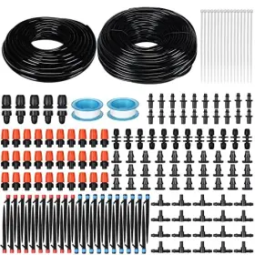 Kas-yaomiao-0098 Yaomiao 394 Ft Drip Irrigation System Kit 1/2 Inch Hose 1/4 Distribution