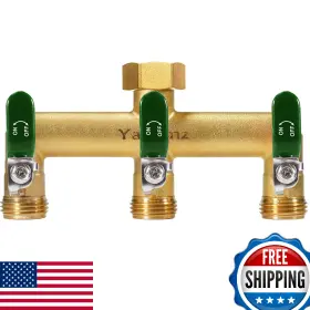 B0dt6vr1mg Yayamz 3/4 Inch Brass 3-way Garden Hose Splitter Rust/freeze Resistant Outdoor Manif