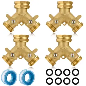B0c1ymvxz8 Yelun 2-way Heavy Duty Brass Garden Hose Splitter Y-connector Faucet 3/4 Inch