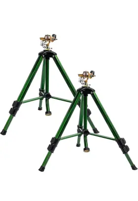 Gt4229us-2gn Yumatum Set Of 2 Irrigation Sprinklers System Heavy Duty On Tripod Base With 360 Rotation