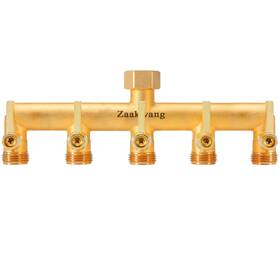 Zaakwang B0drktz8s6 Heavy Duty 5-way Garden Hose Splitter 3/4 Inch Ght Manifold Outdoor Adapter
