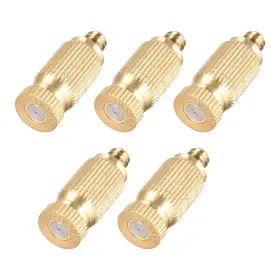 Zaplyte 784958972519 5pcs Brass Misting Nozzle 3/16 Inch 0.3mm Orifice Dia Fogging Spray Head Golden