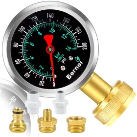 Tg007 Zycbernoi Bernoi Liquid Filled Water Pressure Gauge Kit With 5 Parts 0-200 Psi Standa