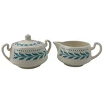 Homer Laughlin Hemlock Aqua Sugar Bowl And Creamer Vtg Leaves Dot Usa Used. Price: $29.24.